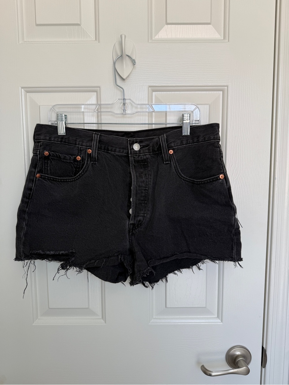 Levi's Black Distressed High-Waist Denim Shorts